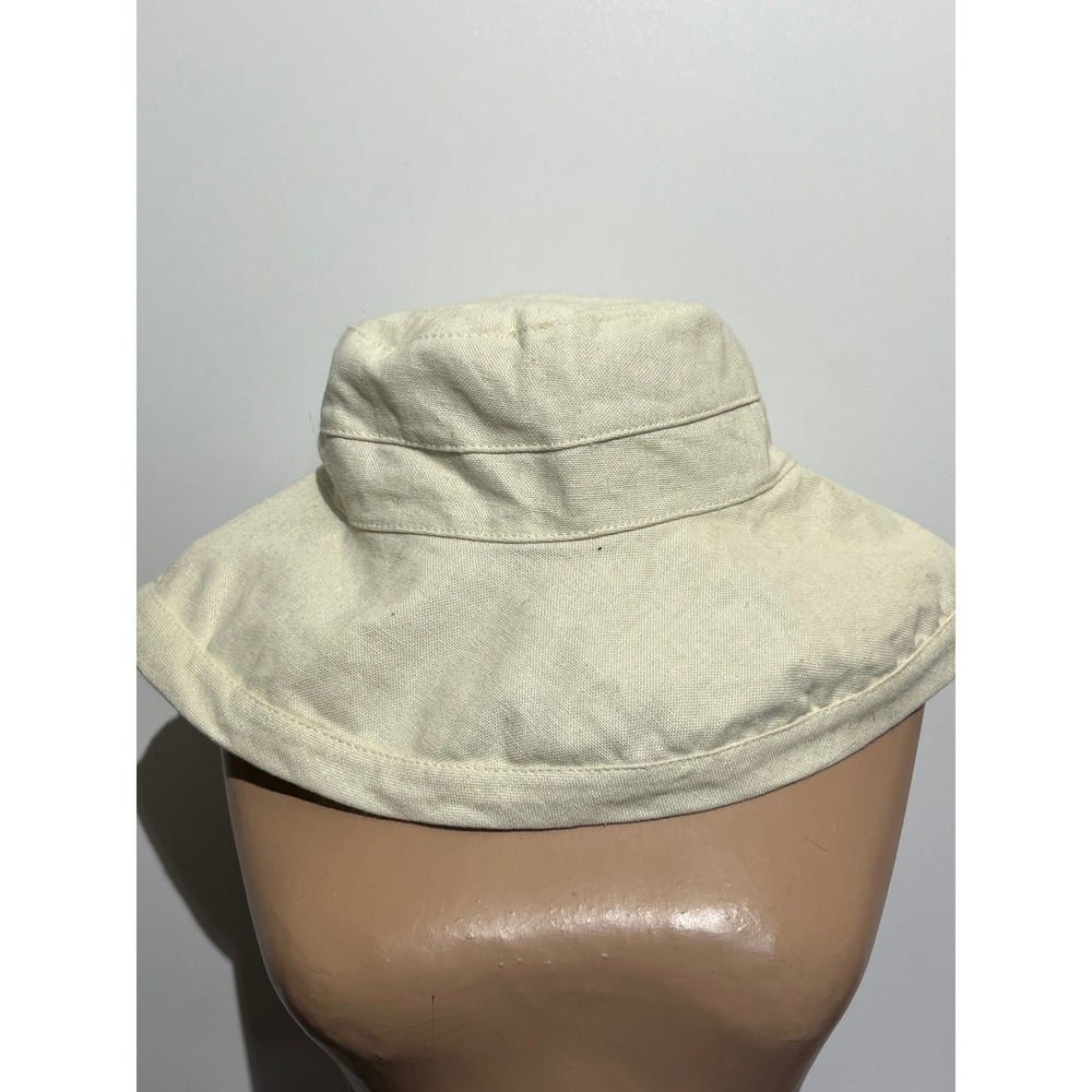 Tropical Trends Linen Cotton Wide Brim Sun Hat Cream One Size Handmade DPC